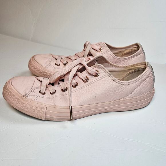 Converse All Star Pink Leather Lace Up Sneaker Men's 7 Women's 9 Pastel Goth - Picture 4 of 11